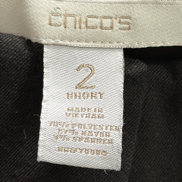 Chicos Wide leg Pant Black classic Work business professional SZ 2 SHORT/L 12 - Picture 2 of 6